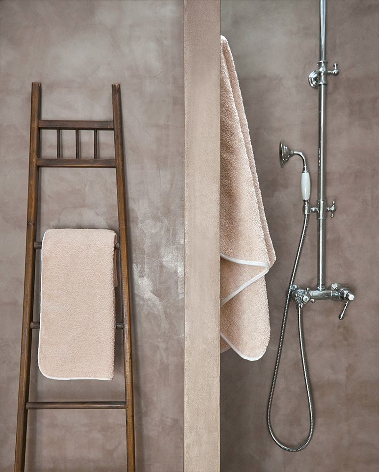 Serviette de bain | Sable Liseré Blanc