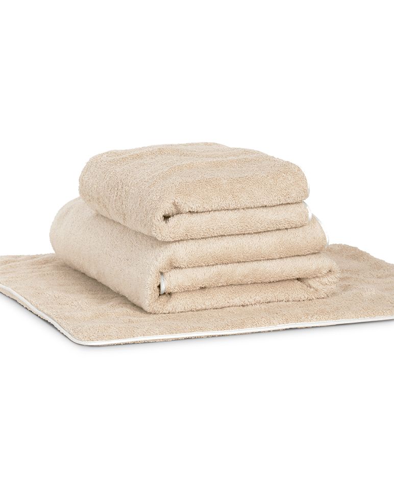 Serviette de bain | Sable Liseré Blanc