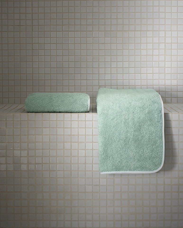 Bath Towel | Opal Green with White Border