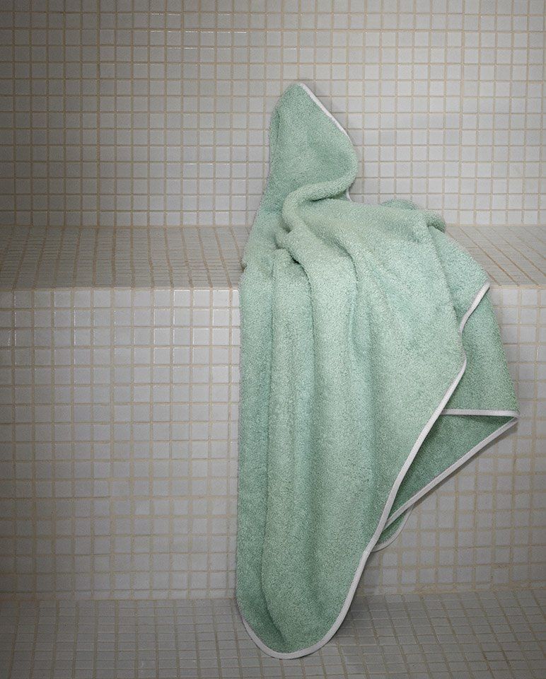 Bath Towel | Opal Green with White Border