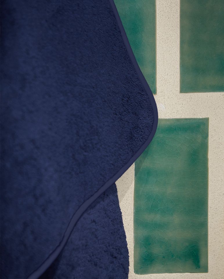 Paire de serviettes mains ou visage | Bleu Nuit Liseré Bleu