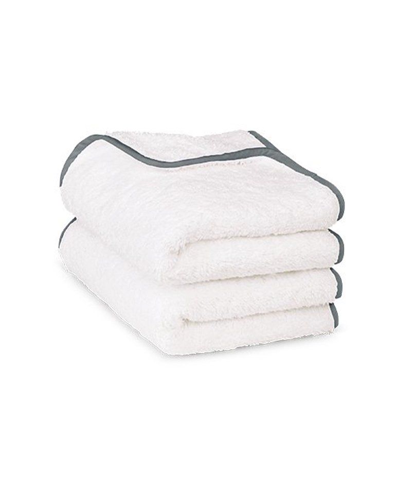 Paire de serviettes mains ou visage | Blanc Liseré Gris Orage