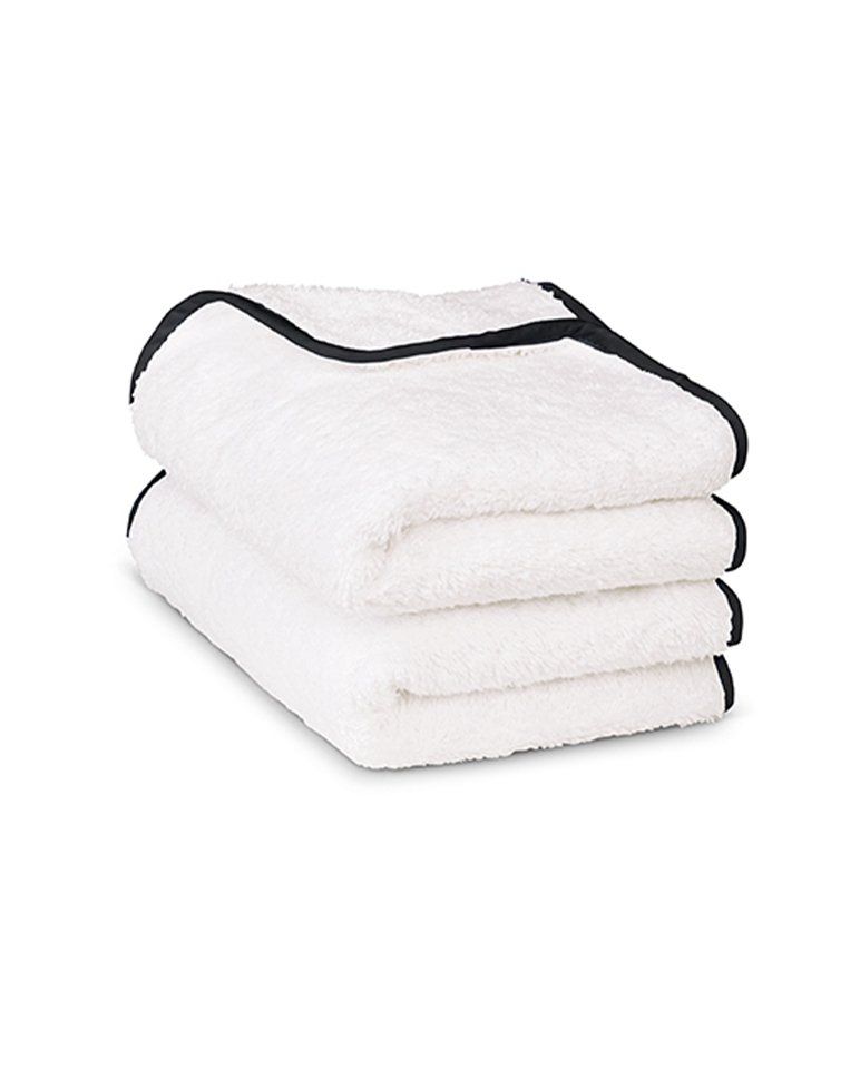 Paire de serviettes mains ou visage | Blanc Liseré Noir