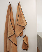 Pair of hand or face towels | Macchiato Black Border