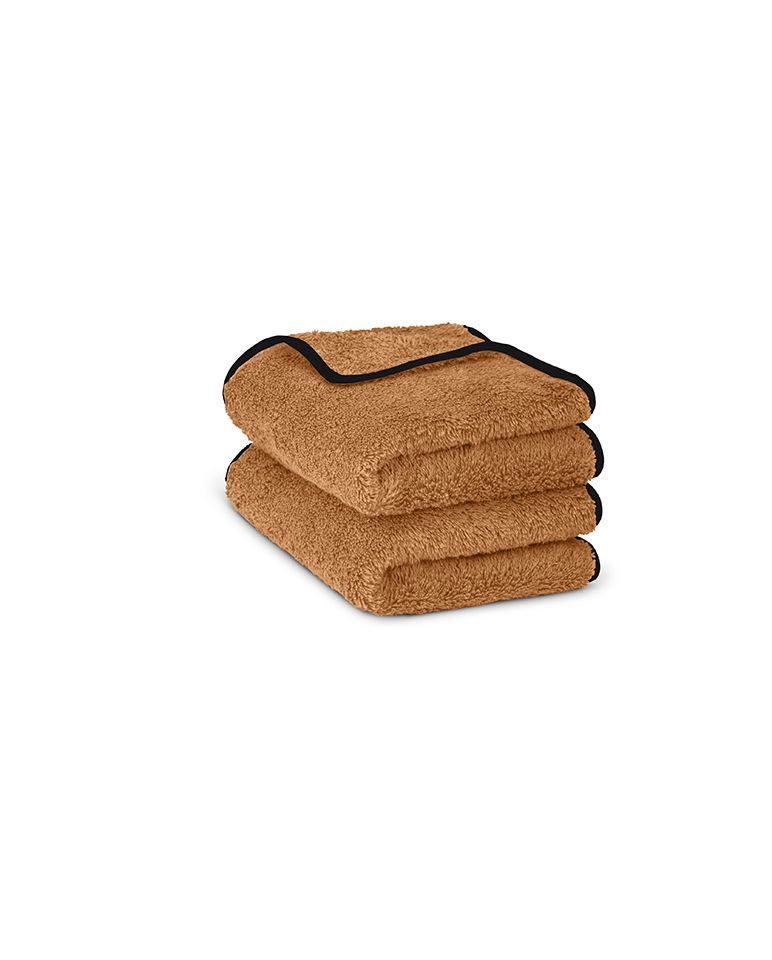 Pair of hand or face towels | Macchiato Black Border