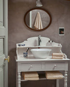 Pair of hand or face towels | Sand with Brown Acquilain trim