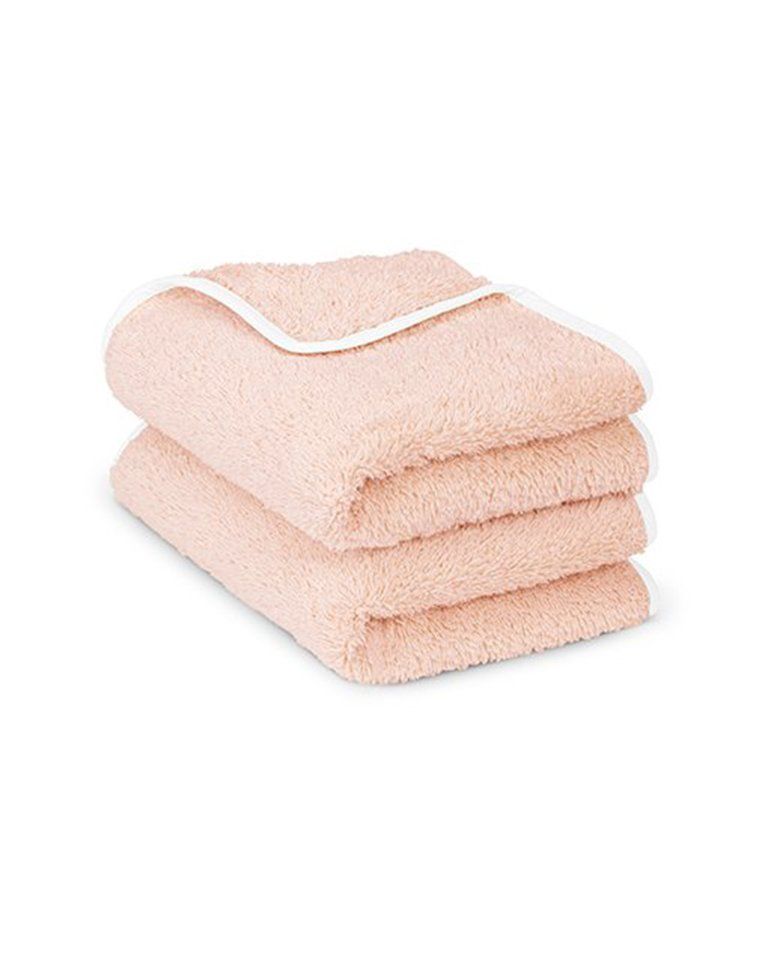 Paire de serviettes mains ou visage | Rose Poudré Liseré Blanc