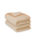 Pair of hand or face towels | Sand with Brown Acquilain trim