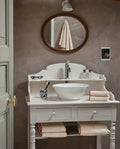 Pair of hand or face towels | Sand with Auburn Brown trim