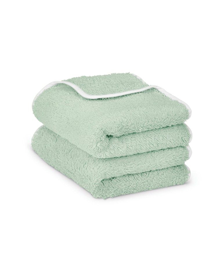 Paire de serviettes mains ou visage | Vert Opaline Liseré Blanc