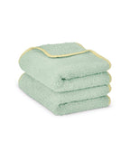Paire de serviettes mains ou visage | Vert Opaline Liseré Jaune Perse
