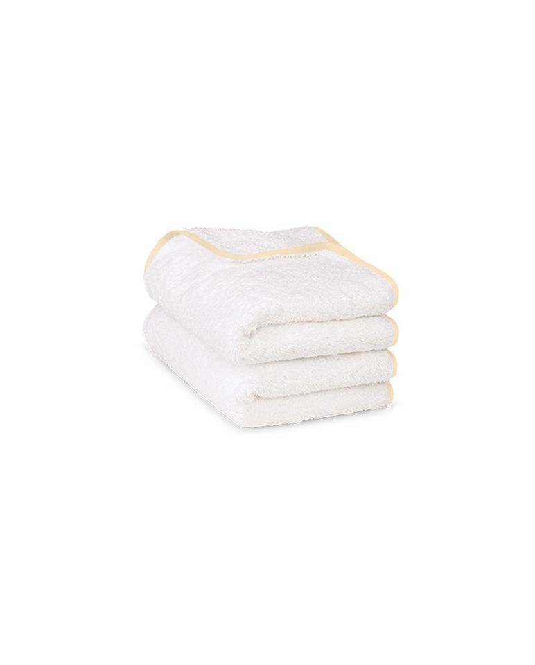 Paire de serviettes mains ou visage | Blanc Liseré Vanille