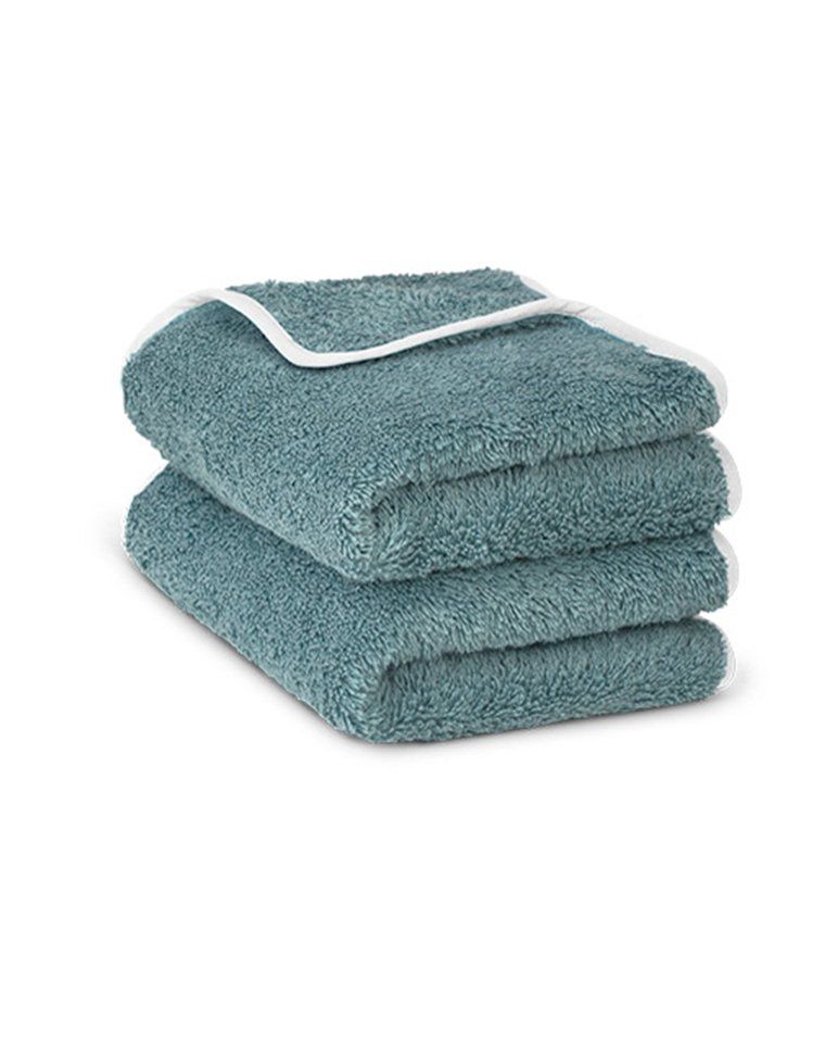 Paire de serviettes mains ou visage | Bleu Chardin Liseré Blanc
