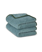 Paire de serviettes mains ou visage | Bleu Chardin Liseré Vert Anglais