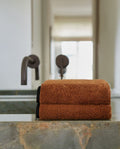 Hand or Face Towel Pair | Caramel Black Trim