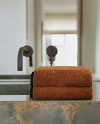 Hand or Face Towel Pair | Caramel Black Trim