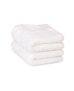 Paire de serviettes mains ou visage | Blanc Liseré Rose Nymphe