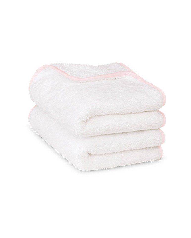 Paire de serviettes mains ou visage | Blanc Liseré Rose Nymphe