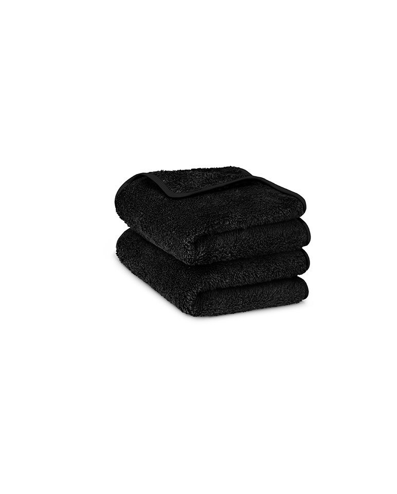 Paire de serviettes mains ou visage | Noir Liseré Noir