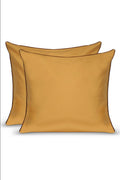 Paire de taies d'oreiller Percale de coton | Ocre Liseré Brun Chocolat