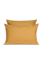 Paire de taies d'oreiller Percale de coton | Ocre Liseré Blanc