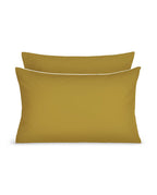 Paire de taies d'oreiller Percale de coton | Vert Bronze Liseré Blanc