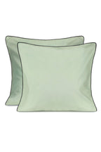 Paire de taies d'oreiller Percale de coton | Vert Amande Liseré Noir