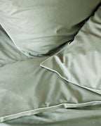 Paire de taies d'oreiller Percale de coton | Vert Amande Liseré Blanc