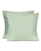 Paire de taies d'oreiller Percale de coton | Vert Amande Liseré Blanc