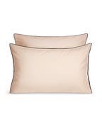Paire de taies d'oreiller Percale de coton | Nude Liseré Noir