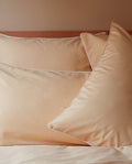 Paire de taies d'oreiller Percale de coton | Nude Liseré Blanc