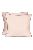 Paire de taies d'oreiller Percale de coton | Rose Nymphe Liseré Noir