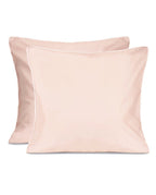 Paire de taies d'oreiller Percale de coton | Rose Nymphe Liseré Blanc