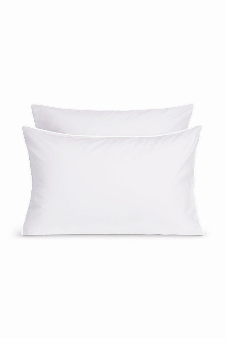 Paire de taies d'oreiller Percale de coton | Blanc Liseré Blanc