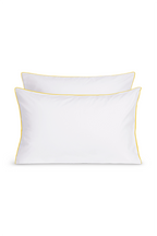 Paire de taies d'oreiller Percale de coton | Blanc Liseré Jaune Mimosa