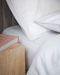 Paire de taies d'oreiller Percale de coton | Blanc Liseré Rose Nymphe