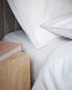 Paire de taies d'oreiller Percale de coton | Blanc Liseré Rose Nymphe