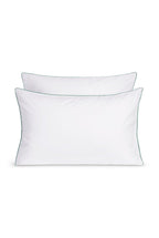 Paire de taies d'oreiller Percale de coton | Blanc Liseré Bleu Givré