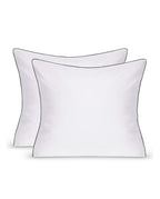 Paire de taies d'oreiller Percale de coton | Blanc Liseré Gris Orage