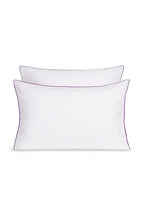 Paire de taies d'oreiller Percale de coton | Blanc Liseré Violet Aubergine
