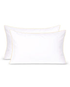 Paire de taies d'oreiller Percale de coton | Blanc Liseré Vanille