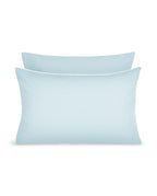 Paire de taies d'oreiller Percale de coton | Bleu Céleste Liseré Blanc
