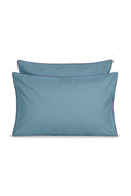 Paire de taies d'oreiller Percale de coton | Bleu Chardin Liseré Violet Aubergine