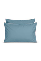 Paire de taies d'oreiller Percale de coton | Bleu Chardin Liseré Rose Nymphe