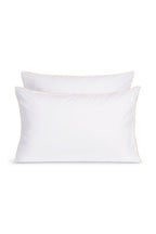 Paire de taies d'oreiller Percale de coton | Blanc Liseré Ecru