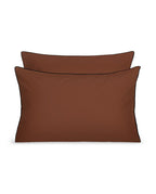 Paire de taies d'oreiller Percale de coton | Chocolat Liseré Noir