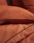 Paire de taies d'oreiller Percale de coton | Terracotta Liseré Noir