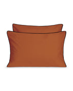 Paire de taies d'oreiller Percale de coton | Terracotta Liseré Noir