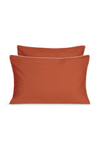 Paire de taies d'oreiller Percale de coton | Terracotta Liseré Blanc