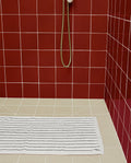 Tapis de bain à rayures | Blanc Lutèce / Noir